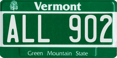 VT license plate ALL902