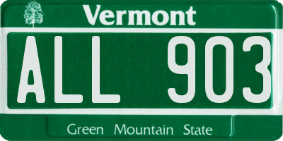 VT license plate ALL903