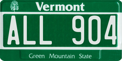 VT license plate ALL904