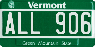 VT license plate ALL906