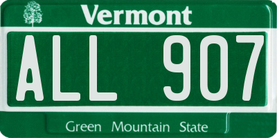 VT license plate ALL907
