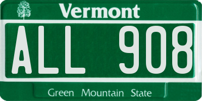 VT license plate ALL908