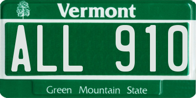VT license plate ALL910