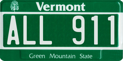 VT license plate ALL911