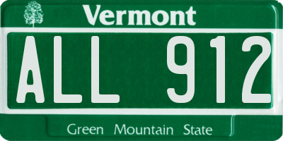 VT license plate ALL912