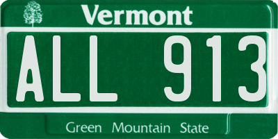 VT license plate ALL913