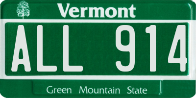 VT license plate ALL914