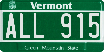 VT license plate ALL915