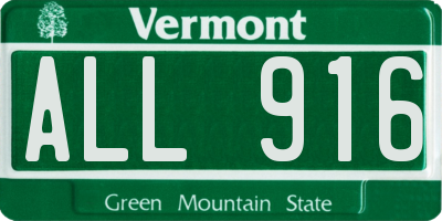 VT license plate ALL916