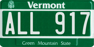 VT license plate ALL917