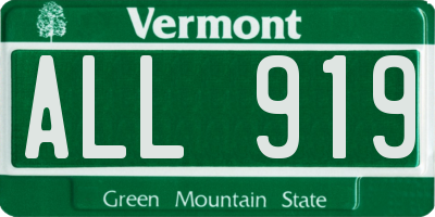VT license plate ALL919
