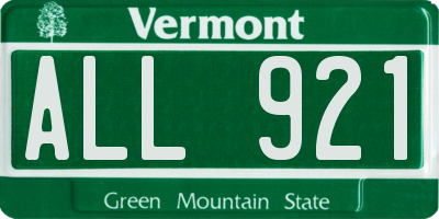 VT license plate ALL921