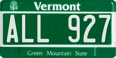 VT license plate ALL927