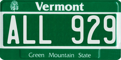 VT license plate ALL929