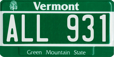 VT license plate ALL931