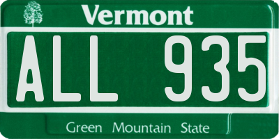 VT license plate ALL935
