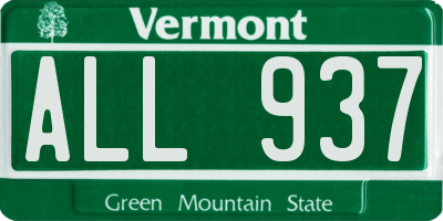 VT license plate ALL937