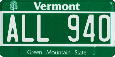 VT license plate ALL940