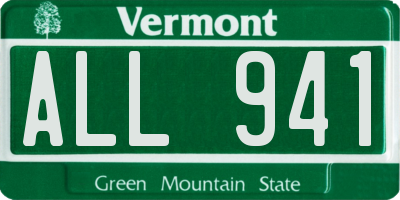 VT license plate ALL941