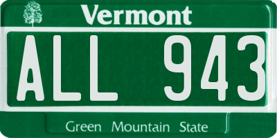 VT license plate ALL943