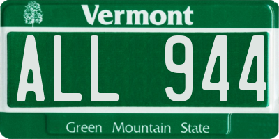 VT license plate ALL944