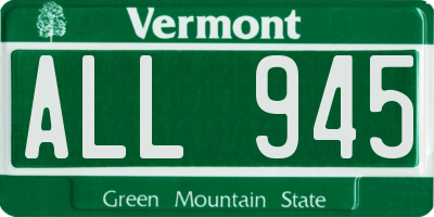 VT license plate ALL945