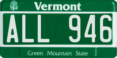 VT license plate ALL946