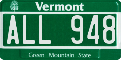 VT license plate ALL948