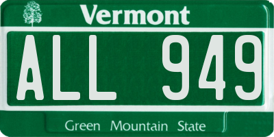 VT license plate ALL949