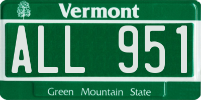 VT license plate ALL951