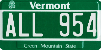 VT license plate ALL954