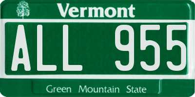 VT license plate ALL955