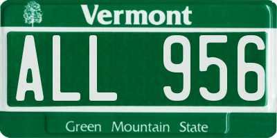 VT license plate ALL956