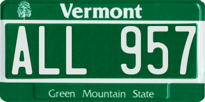 VT license plate ALL957