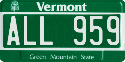 VT license plate ALL959