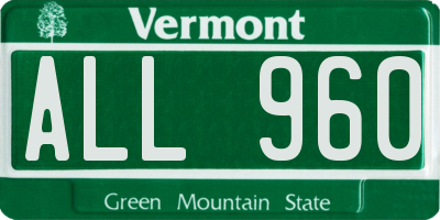 VT license plate ALL960
