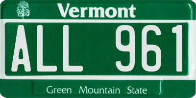 VT license plate ALL961