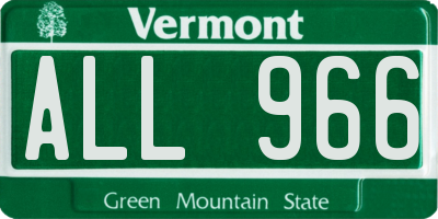 VT license plate ALL966