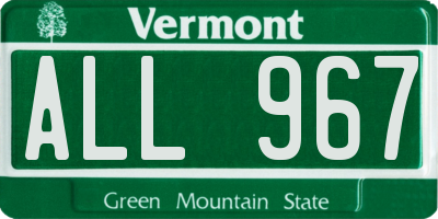 VT license plate ALL967