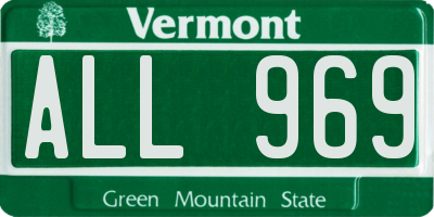 VT license plate ALL969