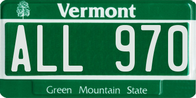 VT license plate ALL970