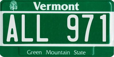 VT license plate ALL971