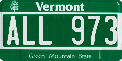 VT license plate ALL973