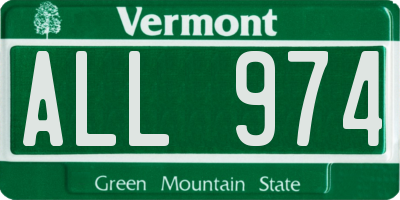 VT license plate ALL974
