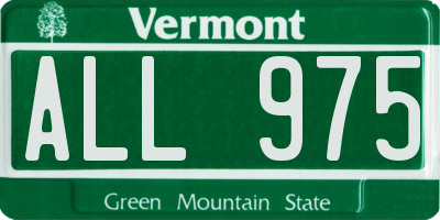 VT license plate ALL975