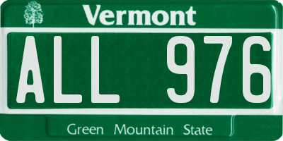 VT license plate ALL976