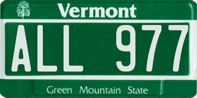 VT license plate ALL977