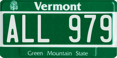 VT license plate ALL979