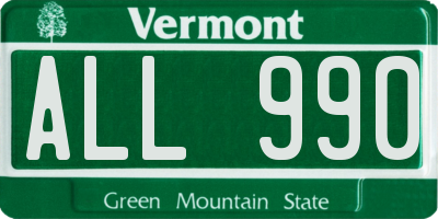 VT license plate ALL990