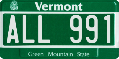 VT license plate ALL991